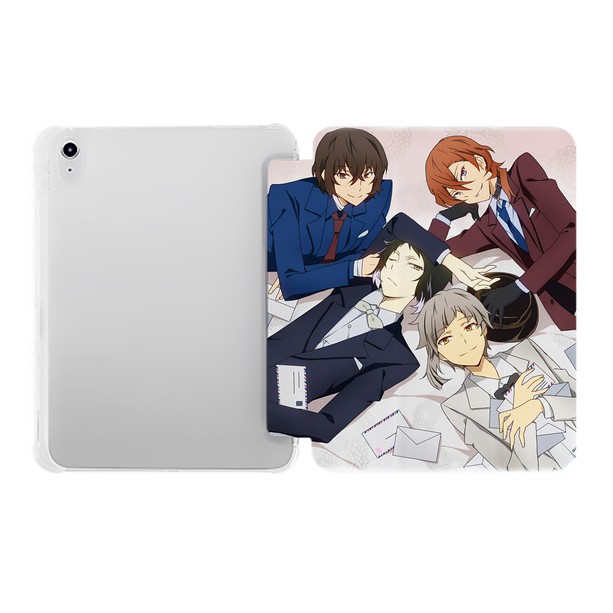 （画像用） 文豪ストレイドッグス Bungo Stray Dogs IPad ケース ペン収納付き 三つ折りスタンド PUレザー×シリコン 対応機種9.5/10.5/10.9インチ